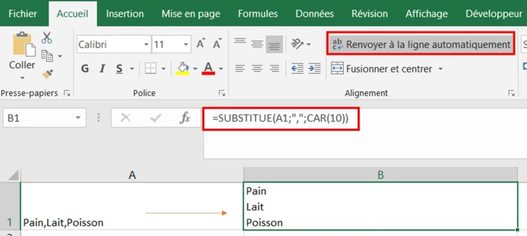 Substituer un caractère par un saut de ligne